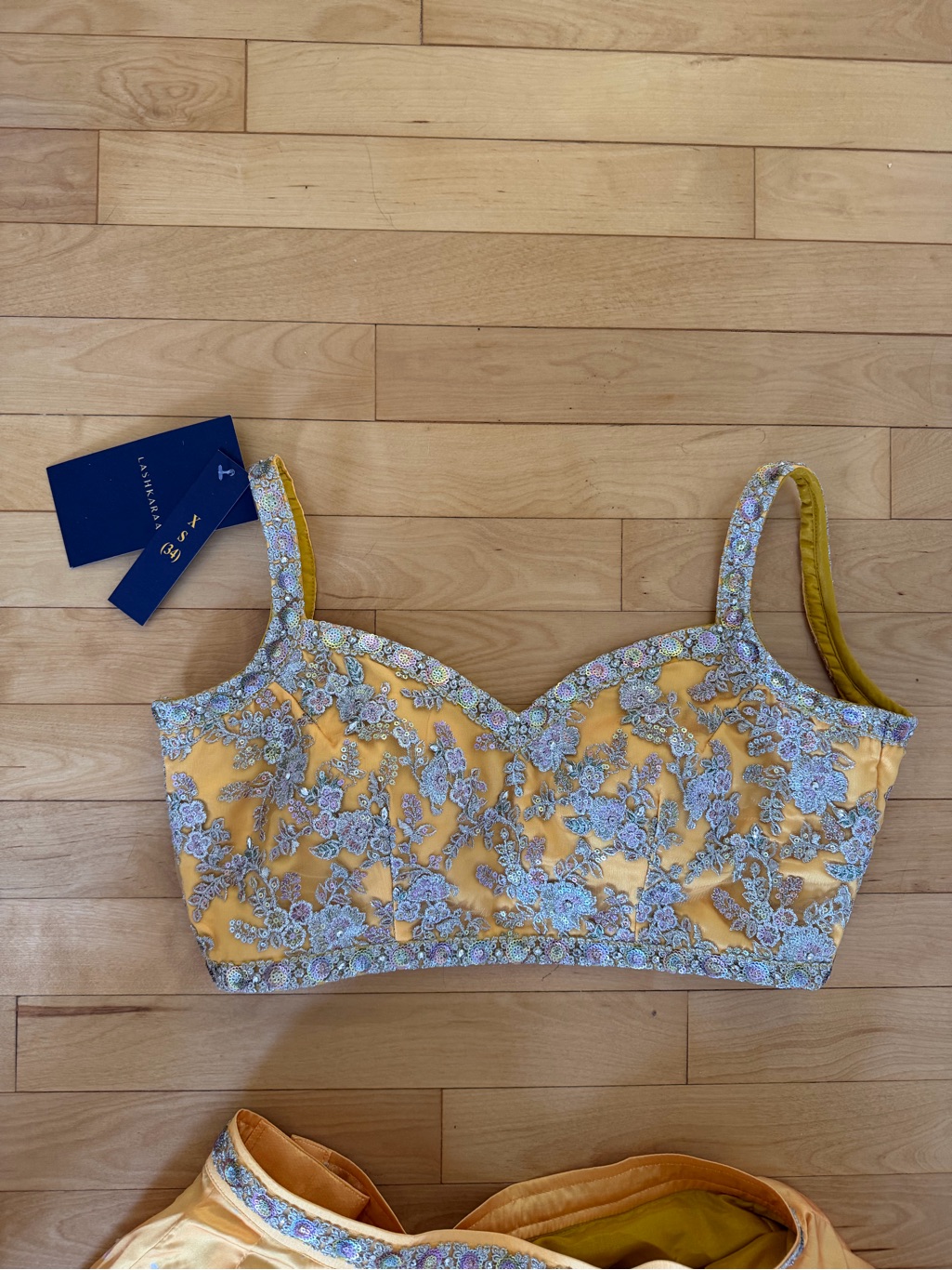 Yellow Floral A-Line Skirt With Embellished Waist — image 5 of 5